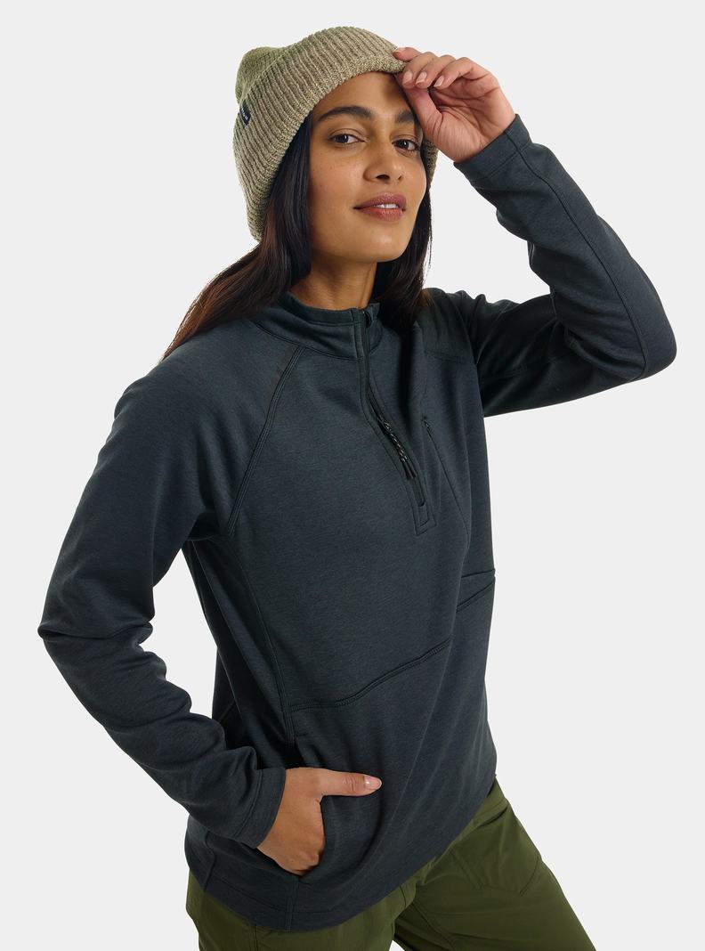 Burton Multipath Grid Quarter-Zip Pullover Damen Schwarz | 240-XOHIYD