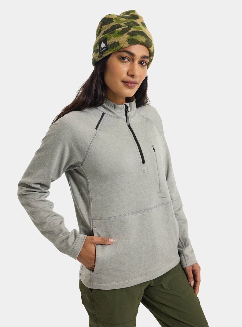 Burton Multipath Grid Quarter-Zip Pullover Damen Grau | 976-LVGXFR