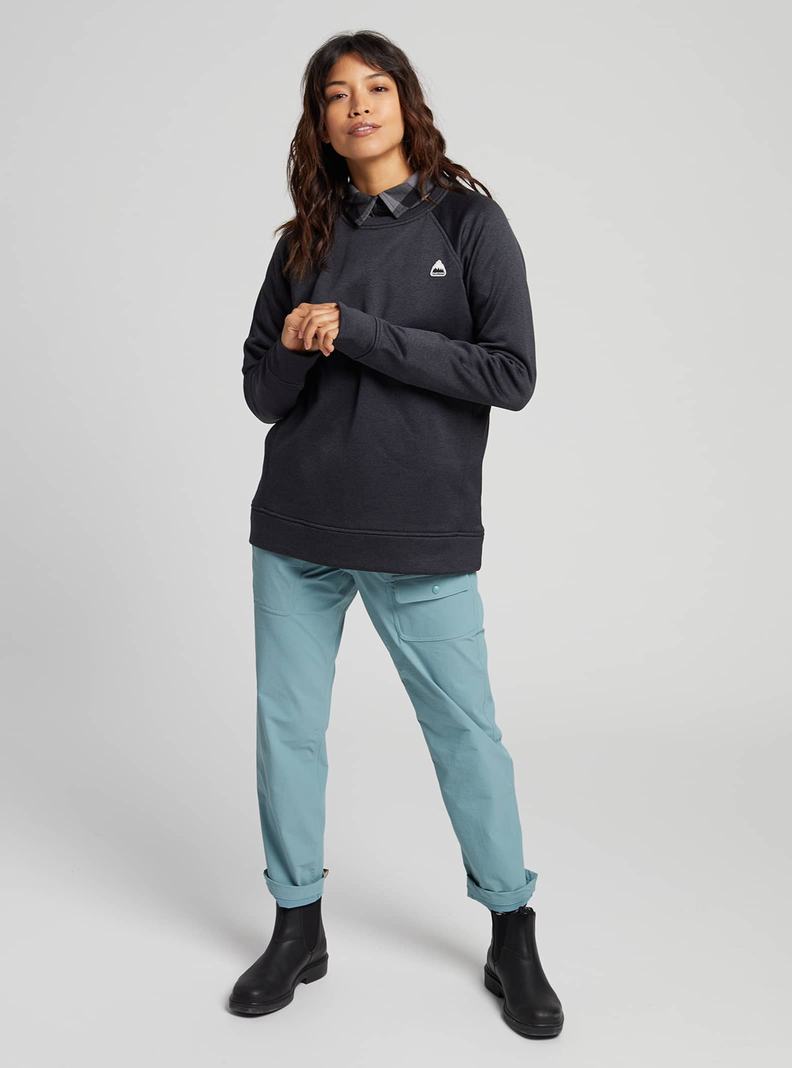 Burton Oak Crewneck Fleece Sweatshirts Damen Schwarz | 514-KQAEYM