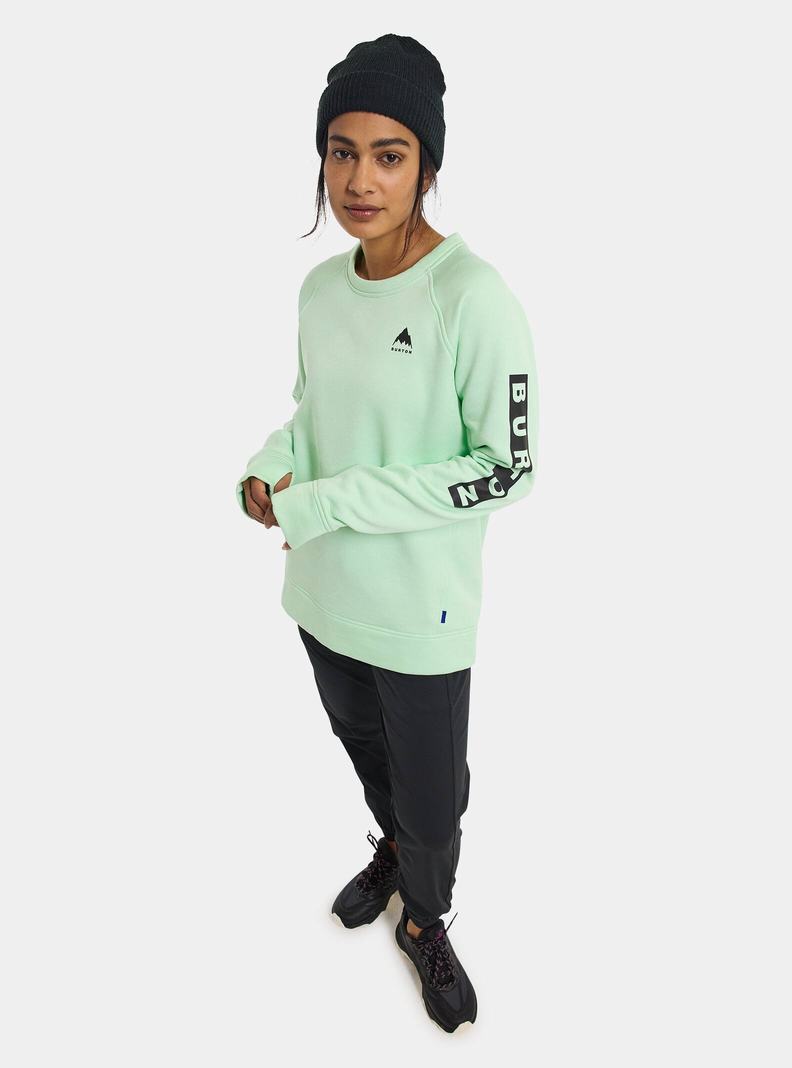 Burton Oak Crewneck Fleece Sweatshirts Damen Grün | 521-QVFNED