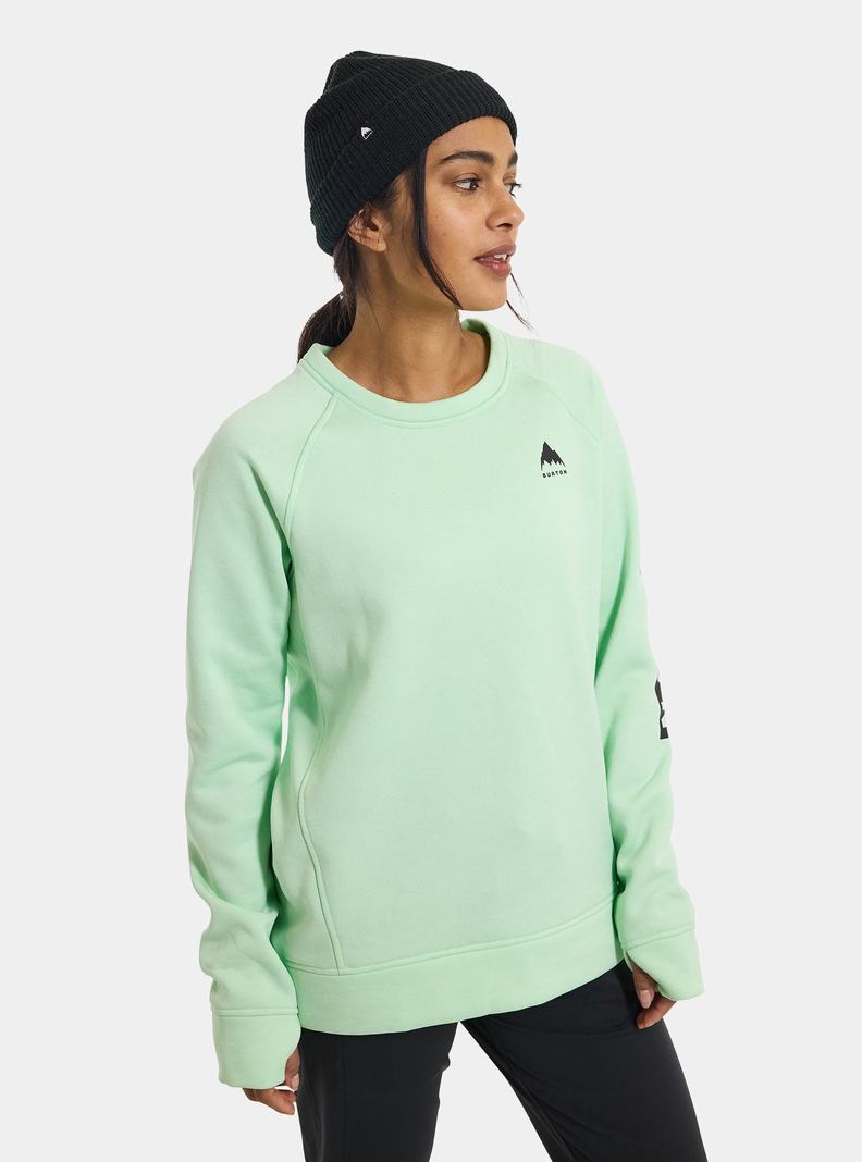 Burton Oak Crewneck Fleece Sweatshirts Damen Grün | 521-QVFNED