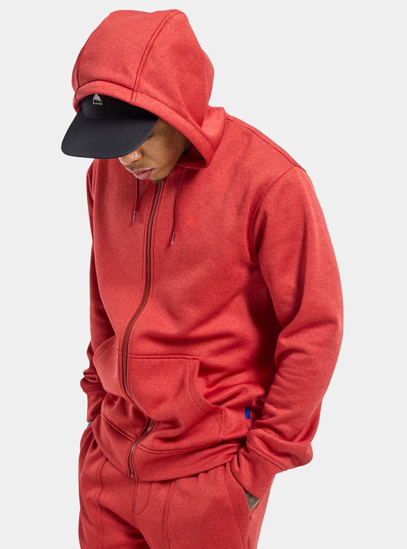 Burton Oak Full-Zip Hoodie Sweatshirts Herren Rot | 624-NLPWCQ