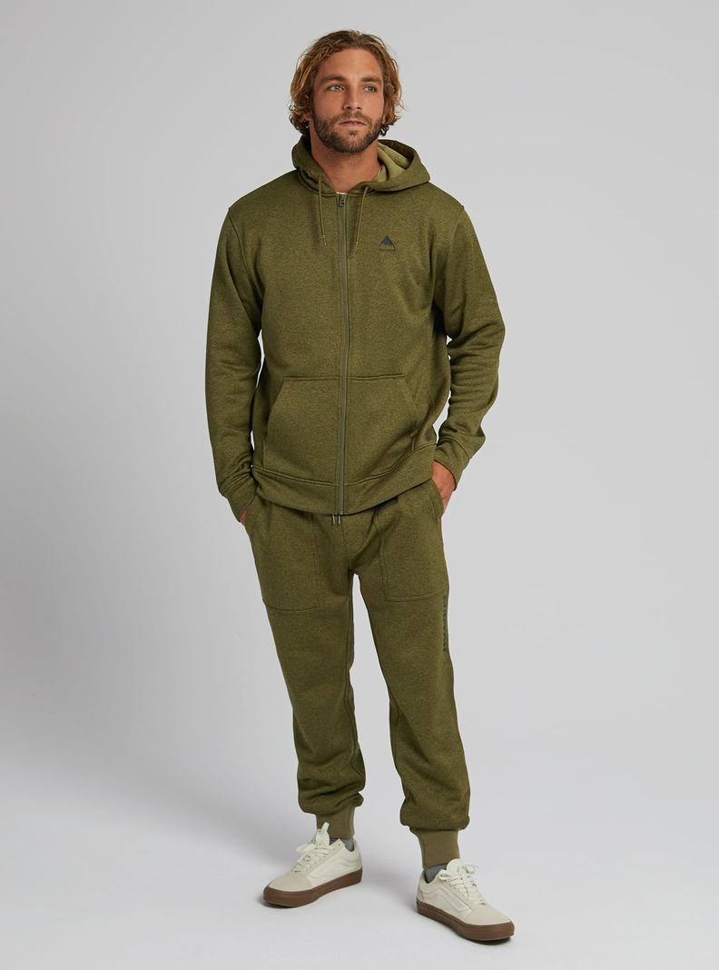 Burton Oak Full-Zip Hoodie Sweatshirts Herren Olivgrün | 746-JNUEMR