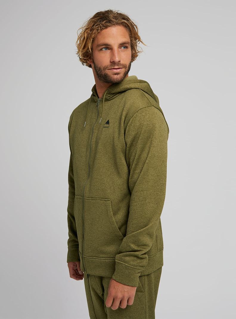 Burton Oak Full-Zip Hoodie Sweatshirts Herren Olivgrün | 746-JNUEMR