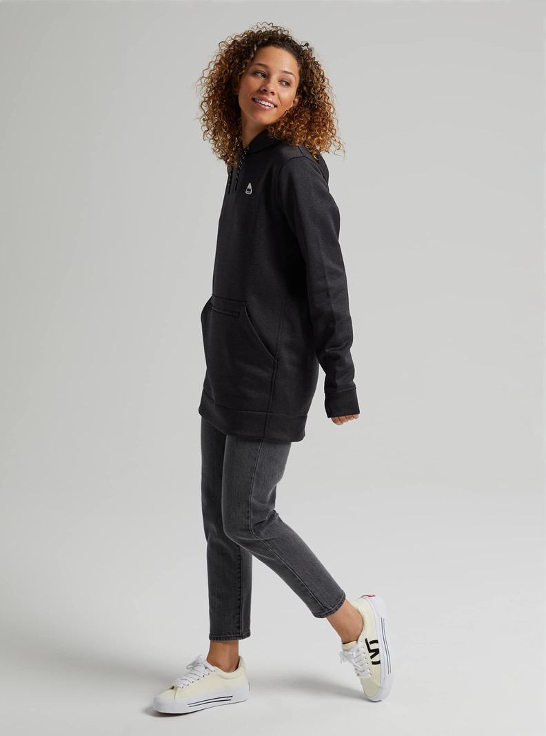 Burton Oak Long Pullover Hoodie Damen Schwarz | 097-ECFQGL