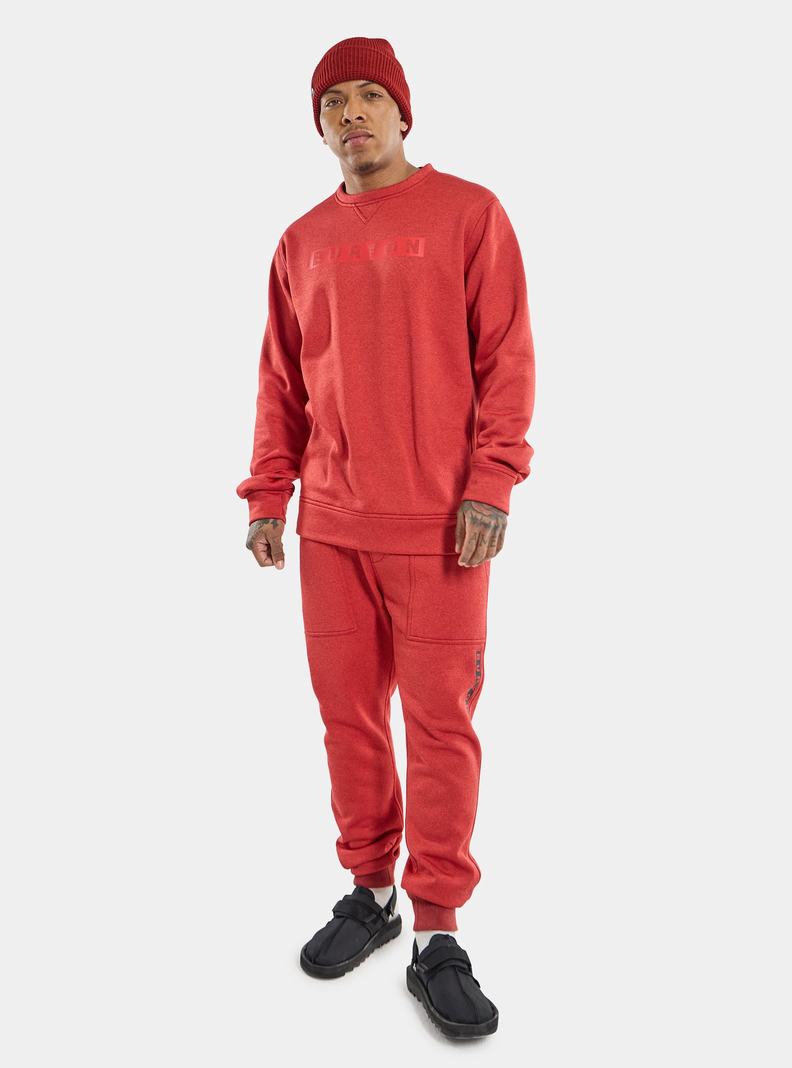 Burton Oak Pullover Crew Sweatshirts Herren Rot | 492-UWZIFL