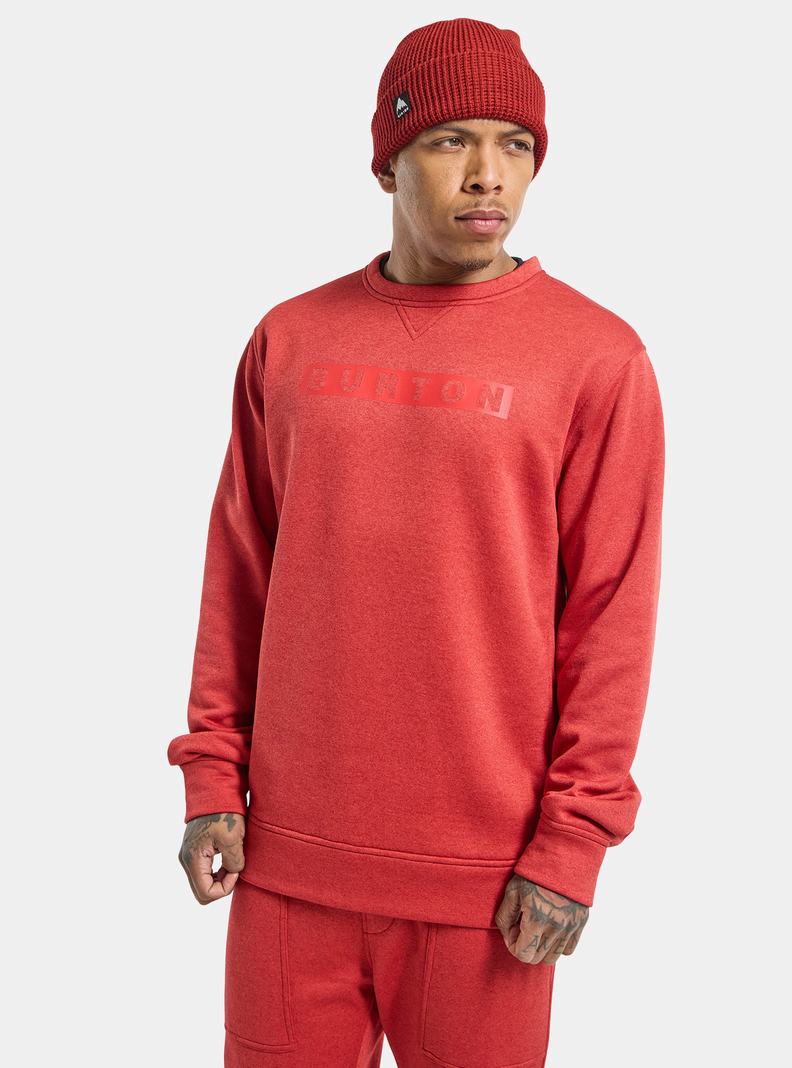 Burton Oak Pullover Crew Sweatshirts Herren Rot | 492-UWZIFL