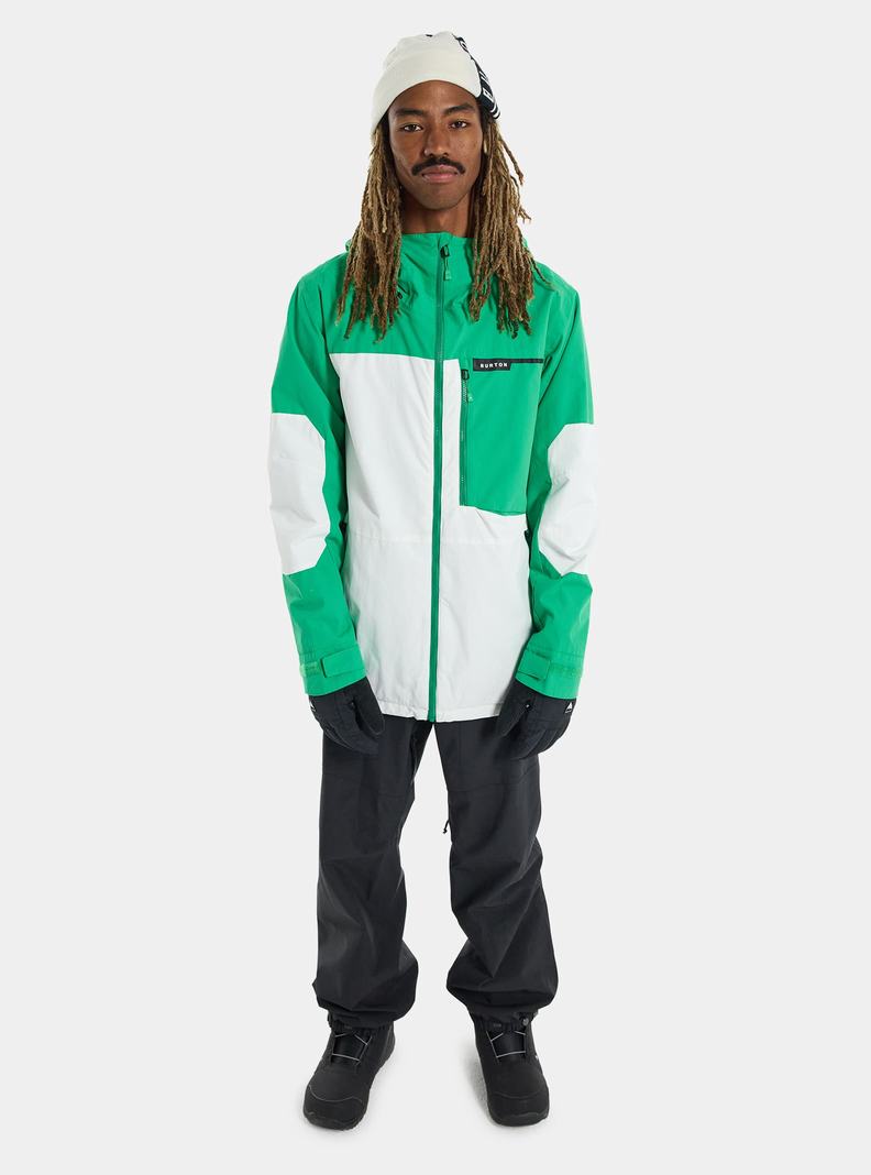 Burton Peasy 2L Snowboardjacke Herren Grün Weiß | 627-NRIFVA