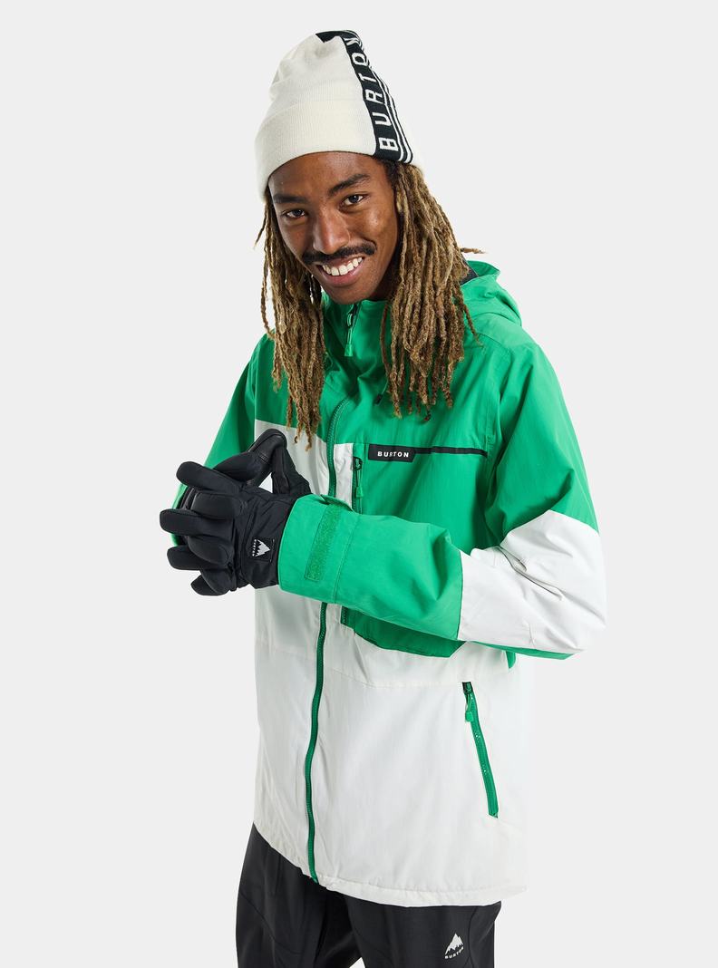 Burton Peasy 2L Snowboardjacke Herren Grün Weiß | 627-NRIFVA