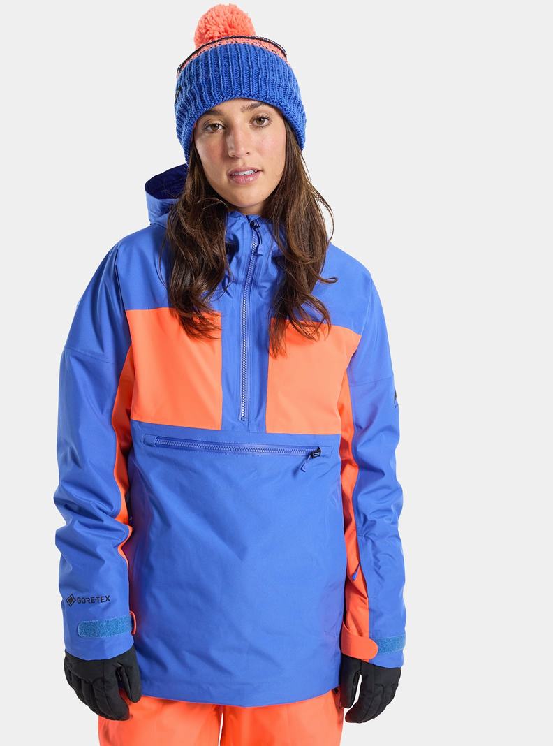 Burton Pillowline GORE-TEX 2L Anorak Snowboardjacke Damen Blau Orange | 216-DFPAJY