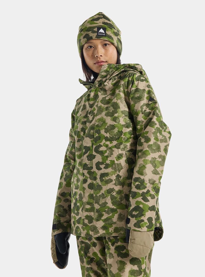 Burton Powline GORE‑TEX 2L Insulated Snowboardjacke Damen Grün Camouflage | 392-BMFHRO