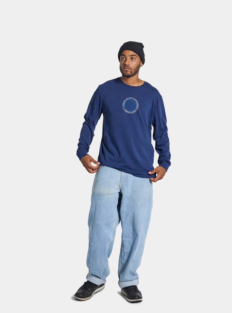 Burton Saugatuck Long Sleeve T-Shirts Herren Blau | 875-BJQFPK