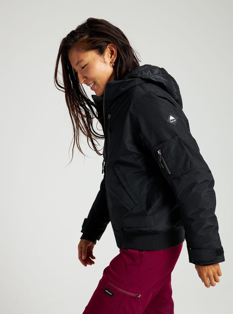 Burton Saxton Bomber Snowboardjacke Damen Schwarz | 458-TGUHYD