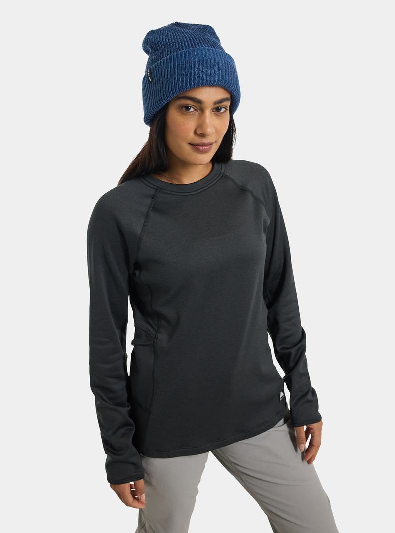 Burton Stockrun Crewneck Fleece Sweatshirts Damen Schwarz | 180-QIXAJH