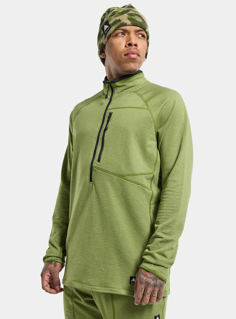 Burton Stockrun Grid Half-Zip Pullover Herren Grün | 680-XGRWCO