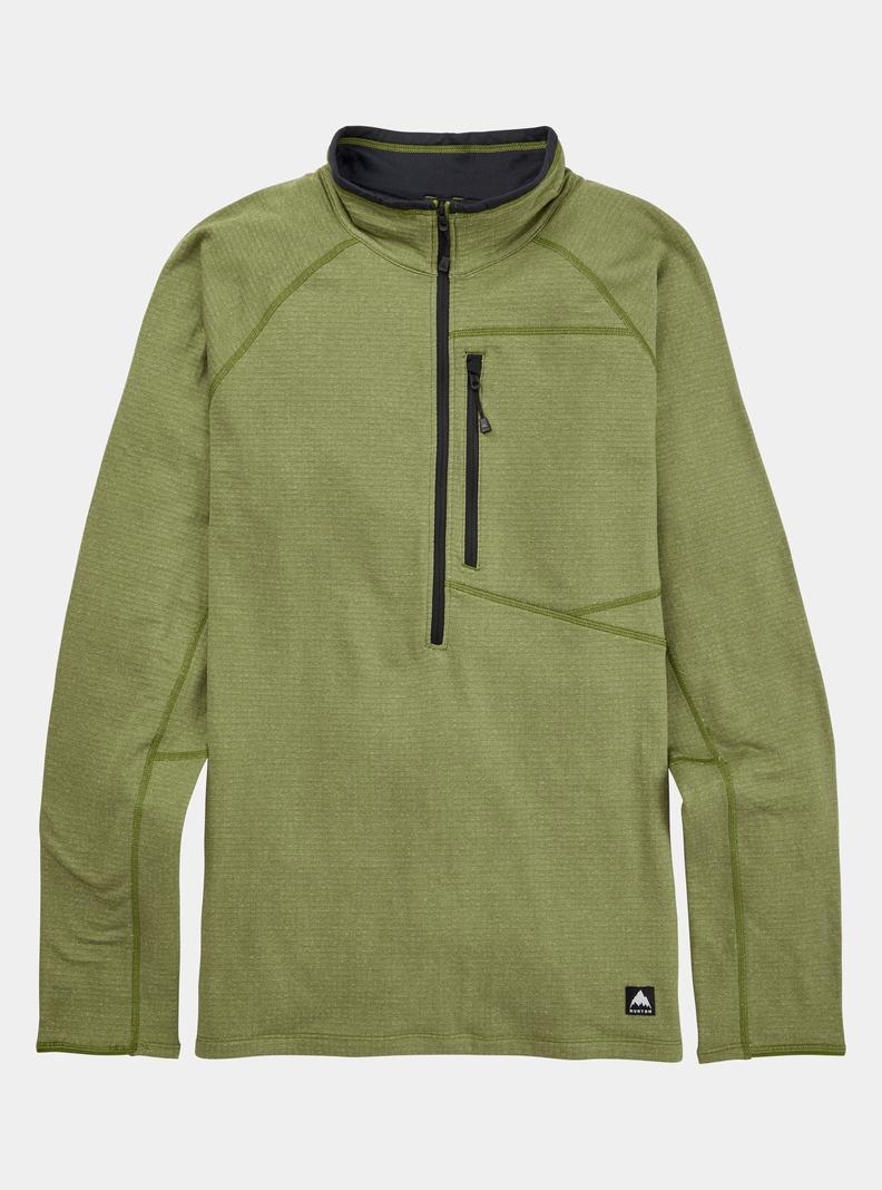 Burton Stockrun Grid Half-Zip Pullover Herren Grün | 680-XGRWCO