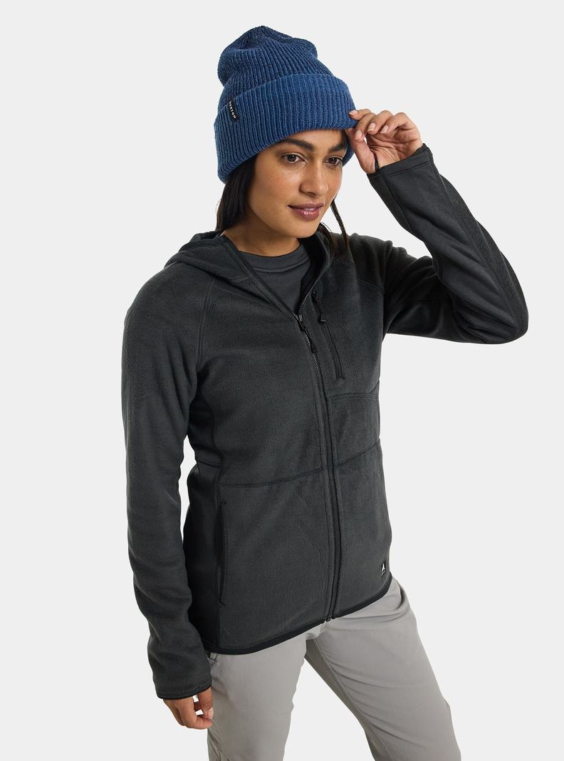 Burton Stockrun Warmest Mit Kapuze Full-Zip Pullover Damen Schwarz | 390-YUFSDZ