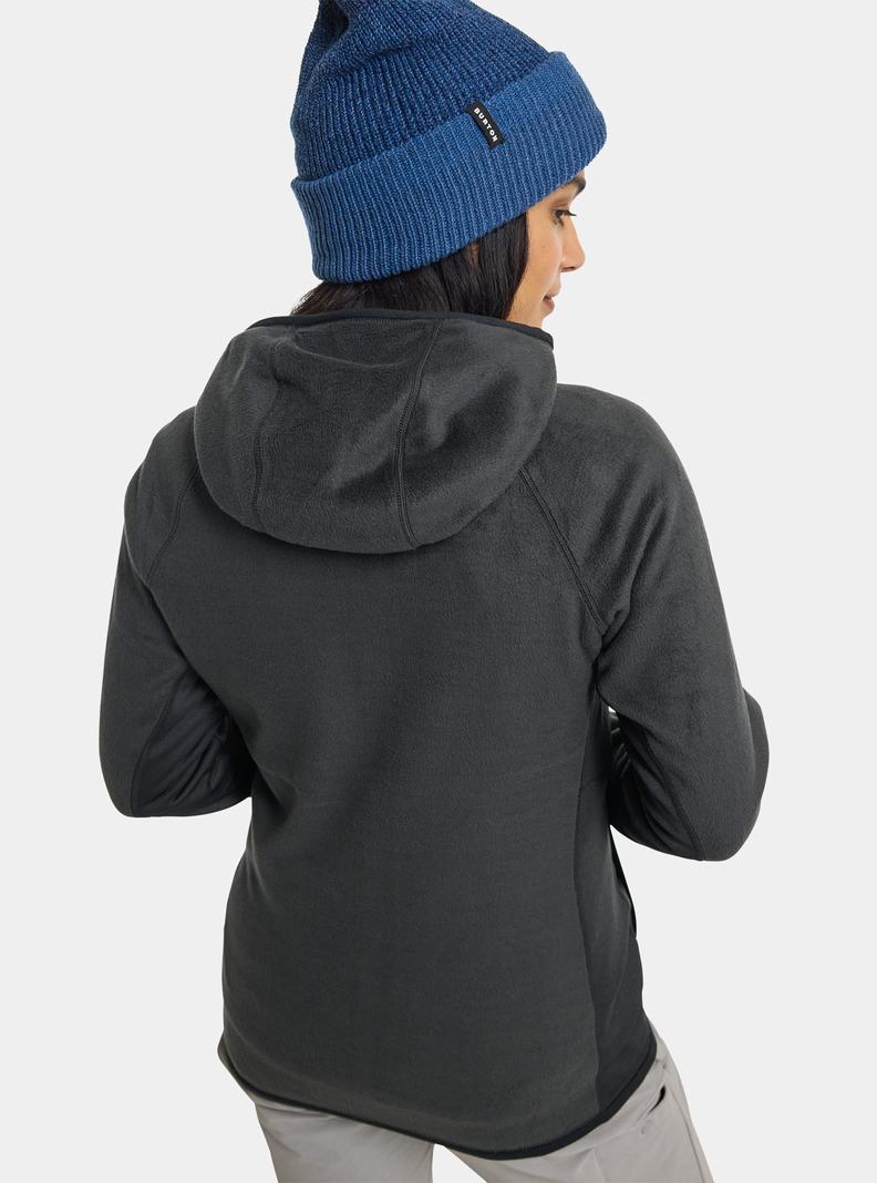 Burton Stockrun Warmest Mit Kapuze Full-Zip Pullover Damen Schwarz | 390-YUFSDZ