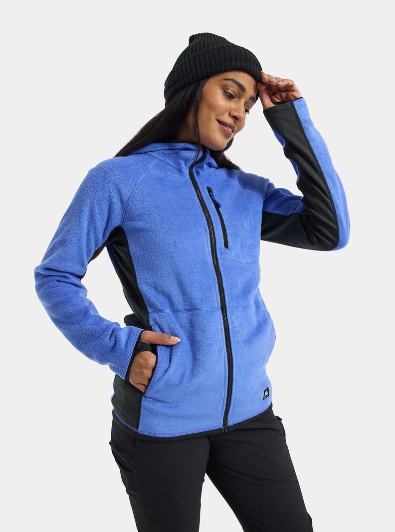 Burton Stockrun Warmest Mit Kapuze Full-Zip Pullover Damen Blau Schwarz | 476-SENIXW