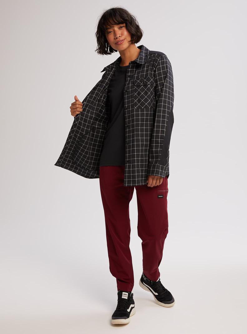 Burton Stretch Grace Performance Flannel Hemd Damen Schwarz | 870-OBCXQT