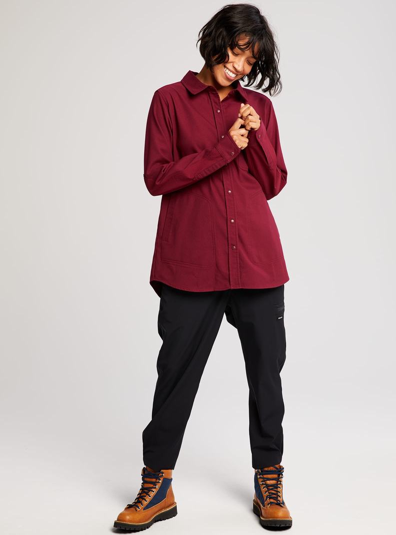 Burton Stretch Grace Performance Flannel Hemd Damen Bordeaux | 957-NFUAIR
