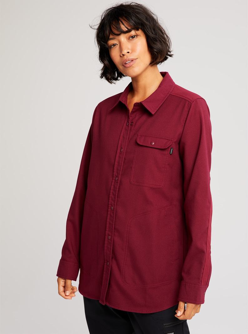 Burton Stretch Grace Performance Flannel Hemd Damen Bordeaux | 957-NFUAIR