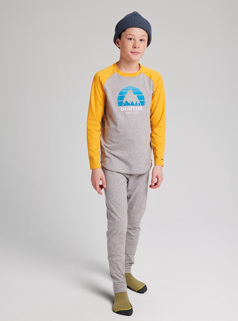 Burton Tech T-Shirt Funktionswäsche Kinder Grau Gelb | 540-ECWFOL