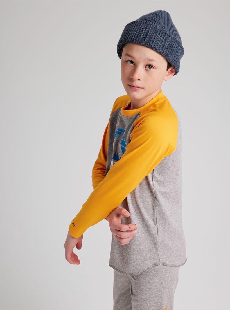 Burton Tech T-Shirt Funktionswäsche Kinder Grau Gelb | 540-ECWFOL