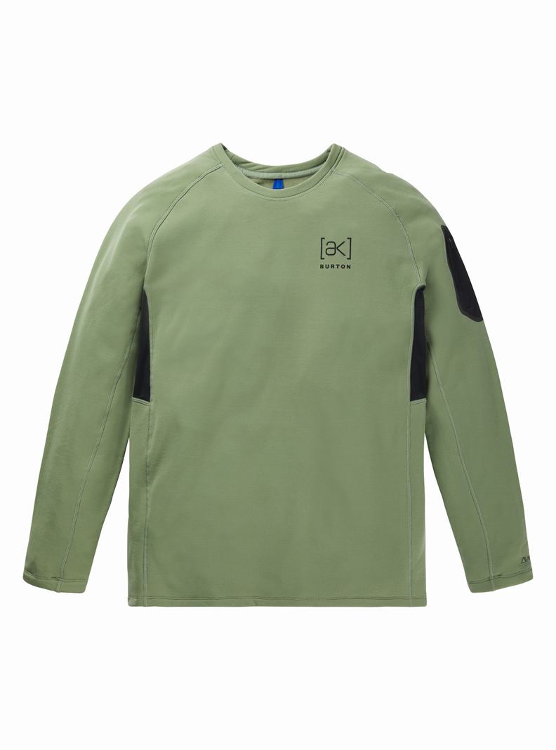 Burton [ak] Baker Power Stretch® Fleece Crewneck Sweatshirts Herren Grün | 406-QFDNCV