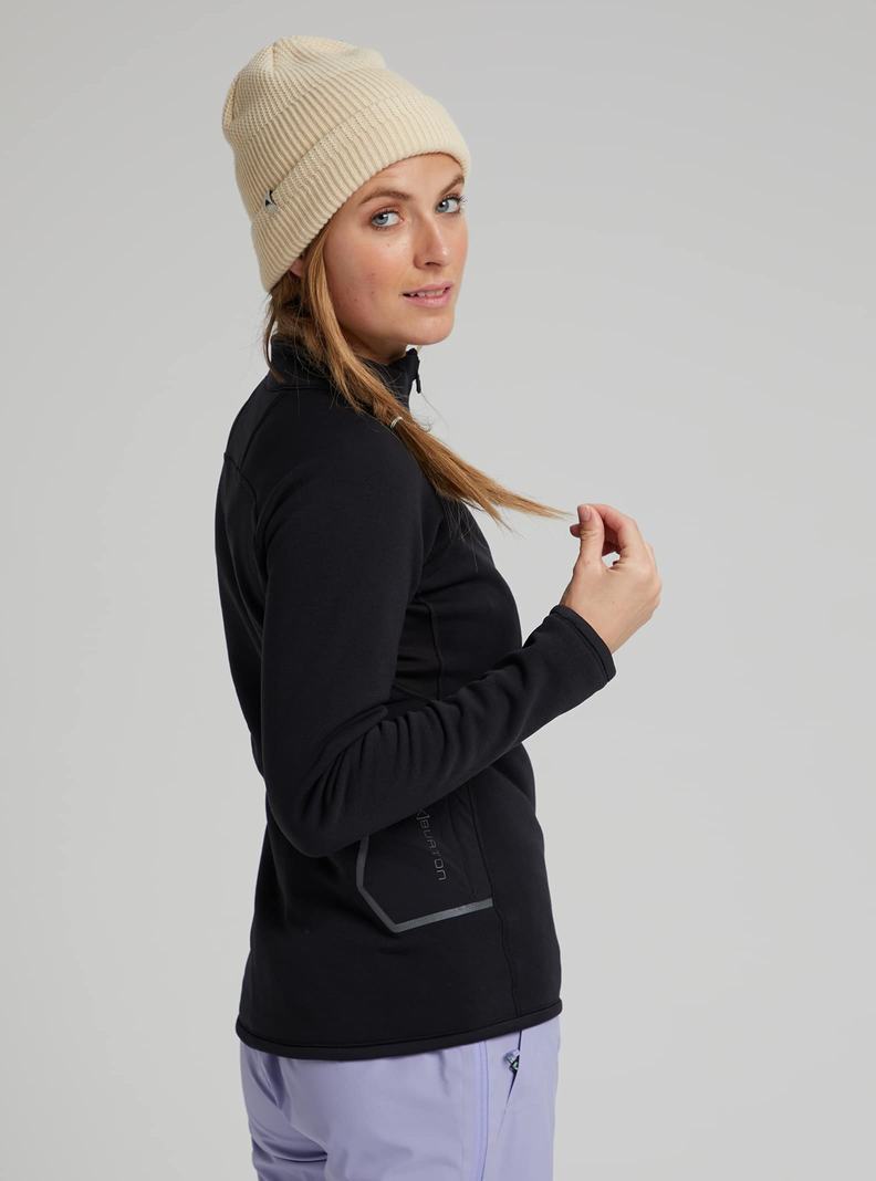 Burton [ak] Baker Power Stretch® Full-Zip Fleece Sweatshirts Damen Schwarz | 094-SUJGVQ