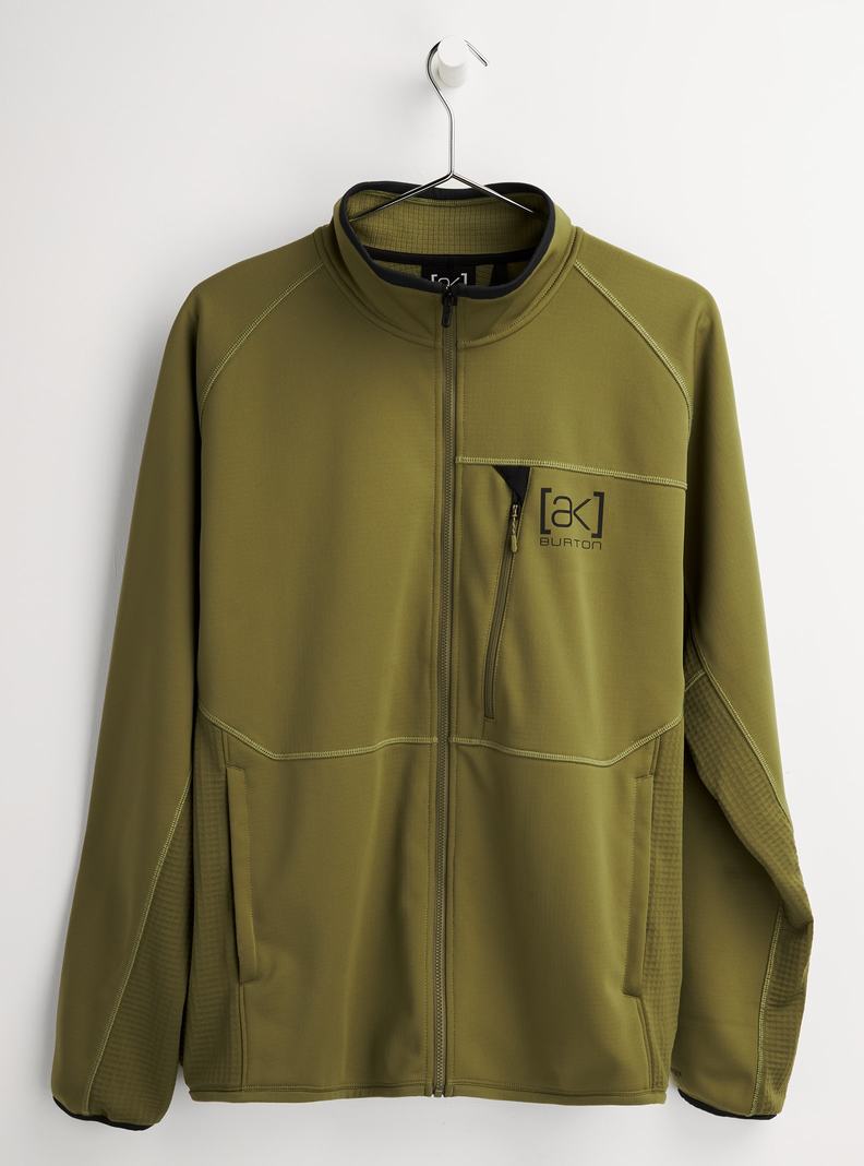 Burton [ak] Helium Grid Full-Zip Fleece Sweatshirts Herren Olivgrün | 863-TJYQXG