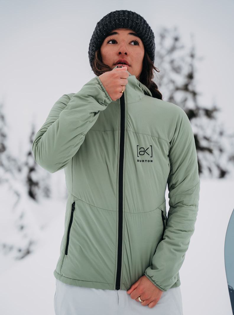 Burton [ak] Helium Mit Kapuze Stretch Insulated Snowboardjacke Damen Grün | 189-OCGWIZ