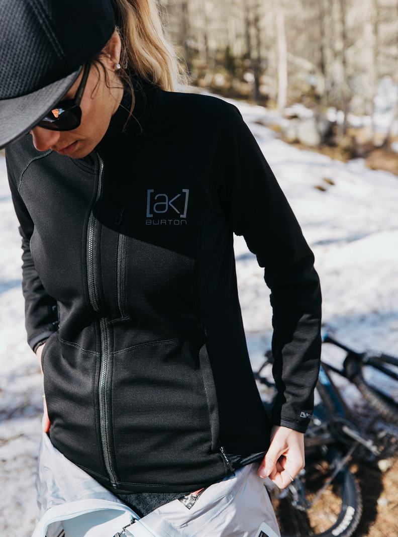 Burton [ak] Helium Power Grid™ Full-Zip Fleece Sweatshirts Damen Schwarz | 516-ZWJKSI