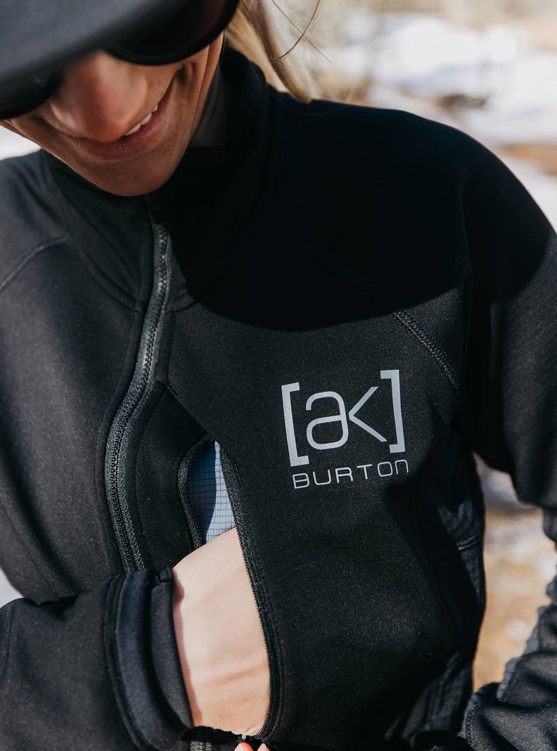 Burton [ak] Helium Power Grid™ Full-Zip Fleece Sweatshirts Damen Schwarz | 516-ZWJKSI