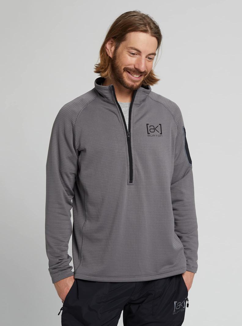 Burton [ak] Helium Power Grid™ Half-Zip Fleece Sweatshirts Herren Tiefesgrau | 218-LODSQR