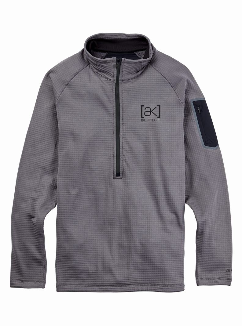 Burton [ak] Helium Power Grid™ Half-Zip Fleece Sweatshirts Herren Tiefesgrau | 218-LODSQR