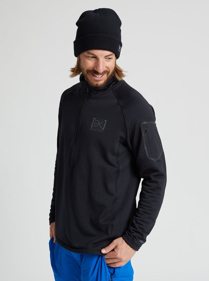 Burton [ak] Helium Power Grid™ Half-Zip Fleece Sweatshirts Herren Schwarz | 972-CMTHVL
