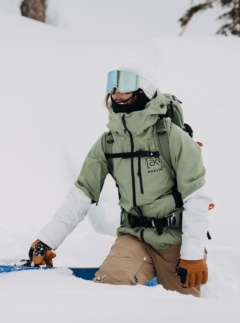Burton [ak] Upshift GORE-TEX 2L Snowboardjacke Damen Grün Weiß Schwarz | 983-LIMAQJ